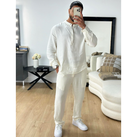 Ensemble pantalon et polo à col tunisien