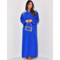 Abaya à perles et strass sur les épaules Abaya à perles et strass sur les épaules
