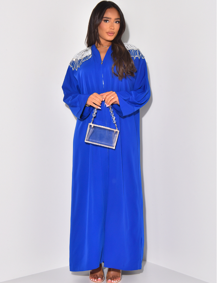 Abaya à perles et strass sur les épaules Abaya à perles et strass sur les épaules