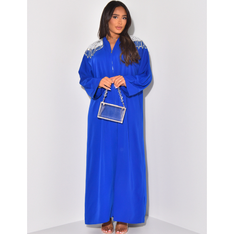Abaya à perles et strass sur les épaules Abaya à perles et strass sur les épaules
