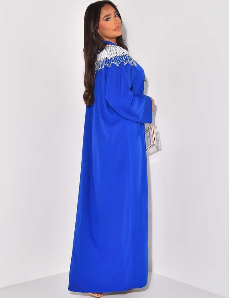 Abaya à perles et strass sur les épaules Abaya à perles et strass sur les épaules