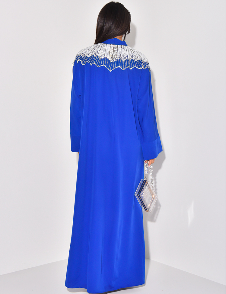 Abaya à perles et strass sur les épaules Abaya à perles et strass sur les épaules