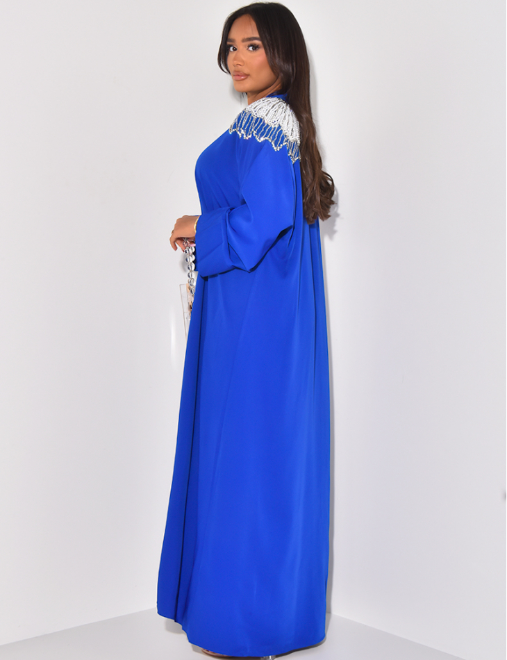 Abaya à perles et strass sur les épaules Abaya à perles et strass sur les épaules