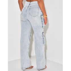 Jeans cargo à délavage vintage Jeans cargo à délavage vintage