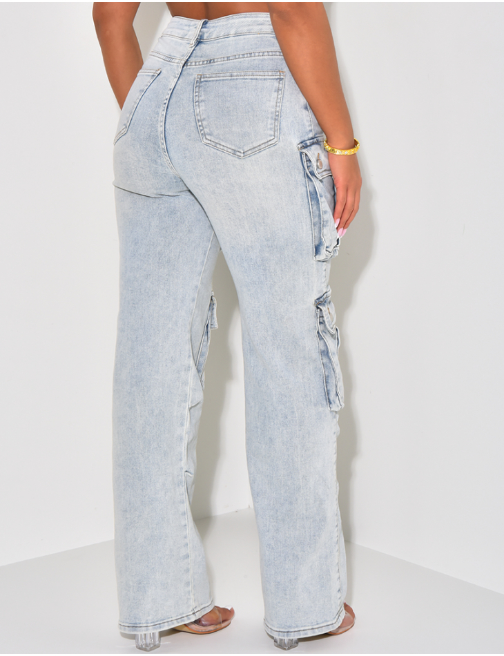 Jeans cargo à délavage vintage Jeans cargo à délavage vintage