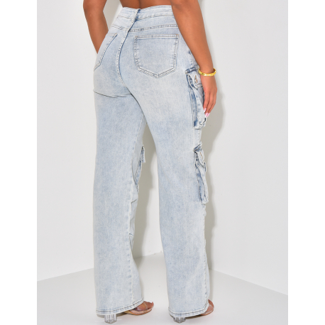 Jeans cargo à délavage vintage Jeans cargo à délavage vintage