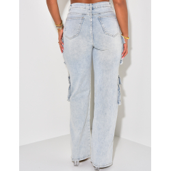 Jeans cargo à délavage vintage Jeans cargo à délavage vintage