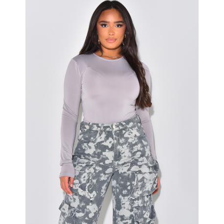 Long-sleeved round-neck bodysuit