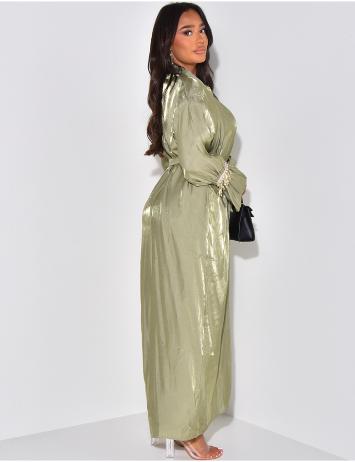Robe Swing Satin Sans Manches - Nœud Taille - Taille S-3XL - Polyester/élasthanne
