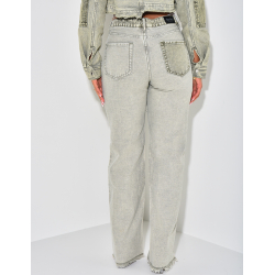 Jeans effet délavé à empiècements contrastants Jeans effet délavé à empiècements contrastants