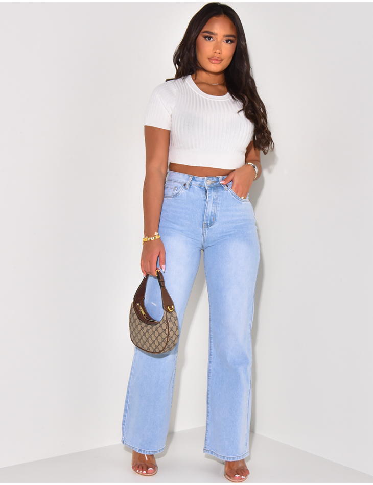 Jeans mit hoher Taille gerader Schnitt verwaschen