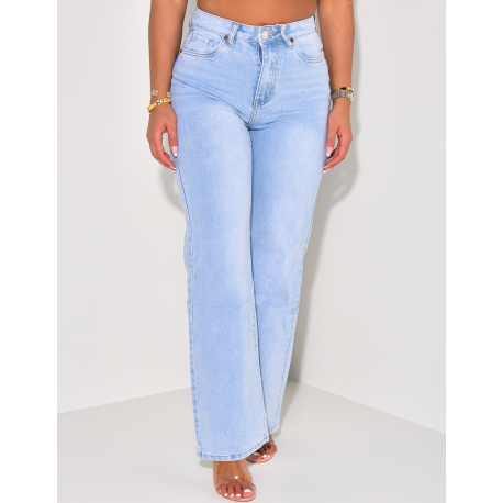 Jeans mit hoher Taille gerader Schnitt verwaschen