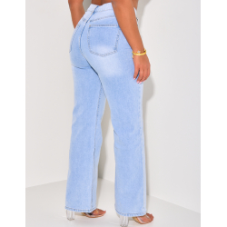 Jeans mit hoher Taille gerader Schnitt verwaschen