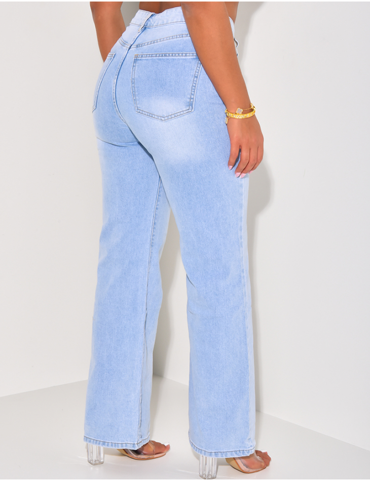 Jeans mit hoher Taille gerader Schnitt verwaschen
