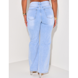 Jeans mit hoher Taille gerader Schnitt verwaschen