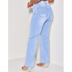 Jeans mit hoher Taille gerader Schnitt verwaschen