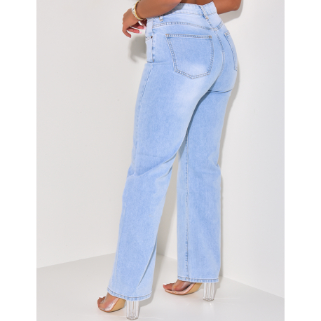 Jeans mit hoher Taille gerader Schnitt verwaschen