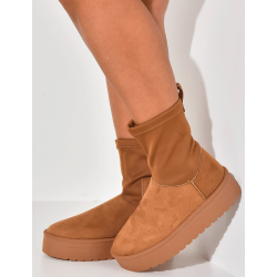 Bi-material suede ankle boots Bi-material suede ankle boots