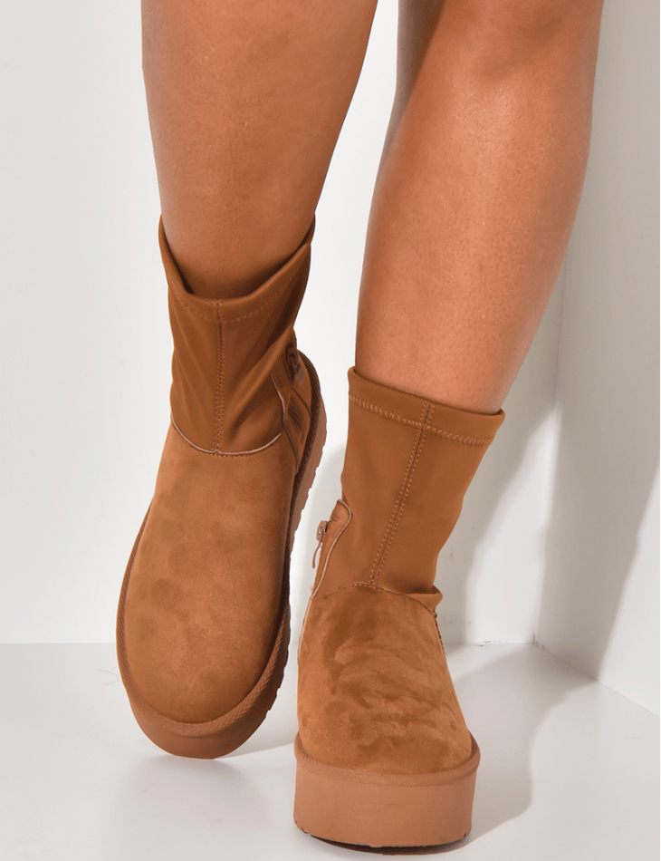 Bi-material suede ankle boots Bi-material suede ankle boots