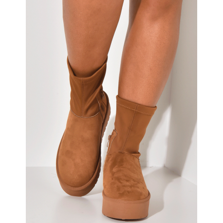 Bi-material suede ankle boots Bi-material suede ankle boots