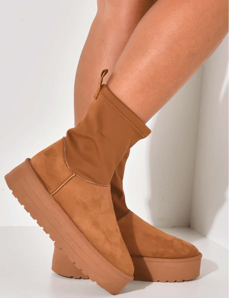 Bi-material suede ankle boots Bi-material suede ankle boots