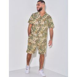 Ensemble short et chemise épais à motif floral Ensemble short et chemise épais à motif floral
