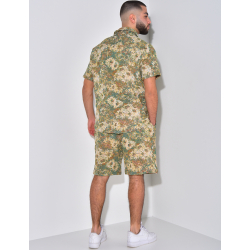 Ensemble short et chemise épais à motif floral Ensemble short et chemise épais à motif floral