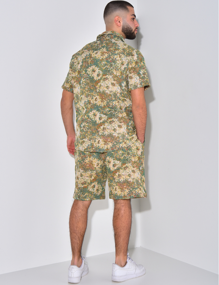 Ensemble short et chemise épais à motif floral Ensemble short et chemise épais à motif floral