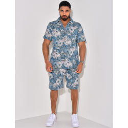 Ensemble short et chemise épais à motif floral Ensemble short et chemise épais à motif floral