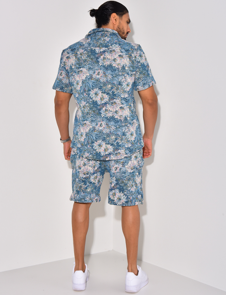 Ensemble short et chemise épais à motif floral Ensemble short et chemise épais à motif floral