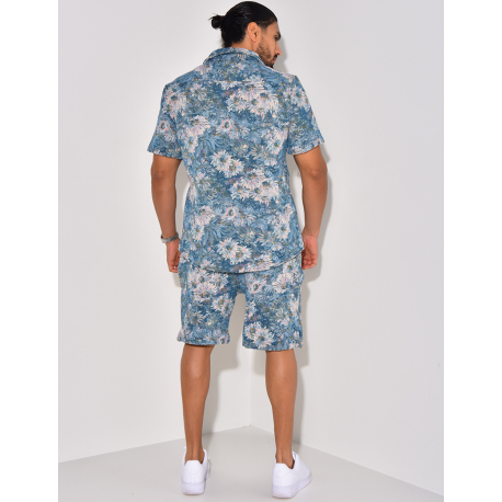 Ensemble short et chemise épais à motif floral Ensemble short et chemise épais à motif floral