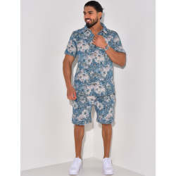 Ensemble short et chemise épais à motif floral Ensemble short et chemise épais à motif floral