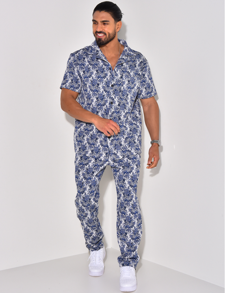 Ensemble pantalon et chemise épais à motifs Ensemble pantalon et chemise épais à motifs