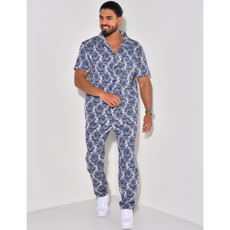 Ensemble pantalon et chemise épais à motifs Ensemble pantalon et chemise épais à motifs