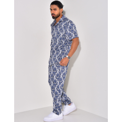 Ensemble pantalon et chemise épais à motifs Ensemble pantalon et chemise épais à motifs