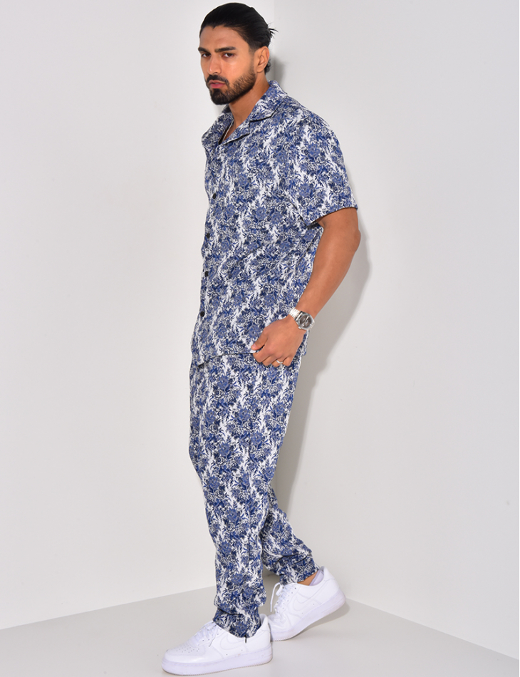 Ensemble pantalon et chemise épais à motifs Ensemble pantalon et chemise épais à motifs