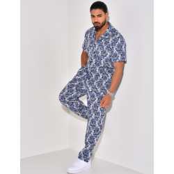 Ensemble pantalon et chemise épais à motifs Ensemble pantalon et chemise épais à motifs