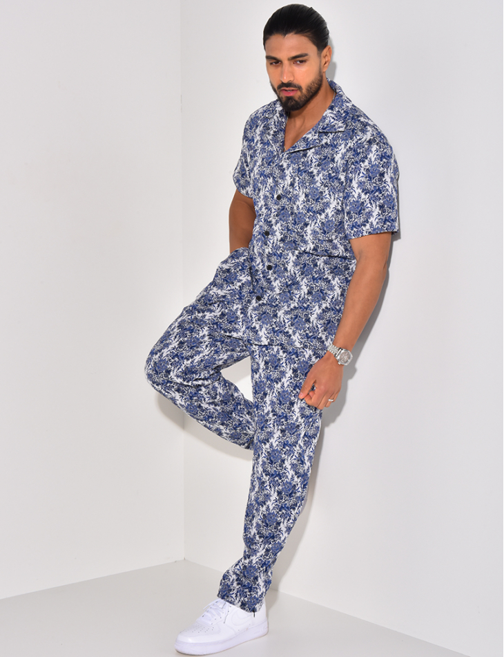 Ensemble pantalon et chemise épais à motifs Ensemble pantalon et chemise épais à motifs