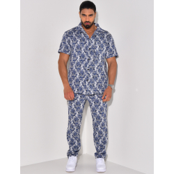 Ensemble pantalon et chemise épais à motifs Ensemble pantalon et chemise épais à motifs