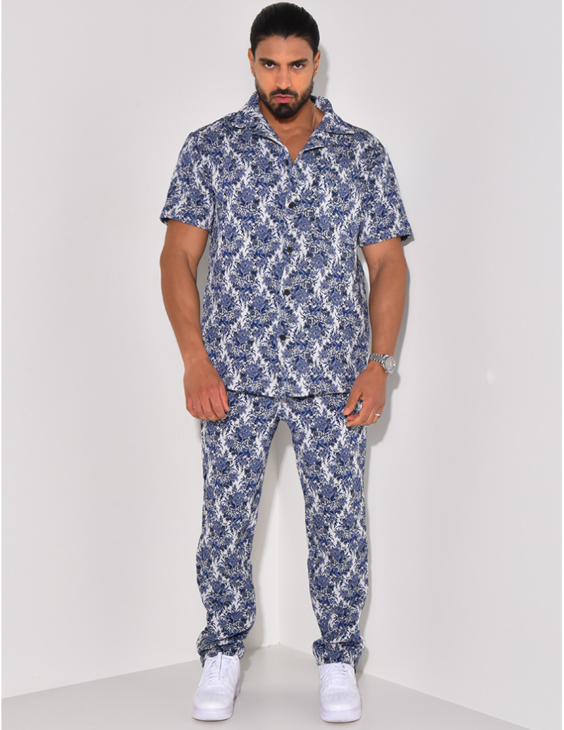 Ensemble pantalon et chemise épais à motifs