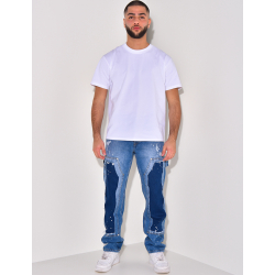 Jeans destroy à empiècements et tâches de peinture Jeans destroy à empiècements et tâches de peinture