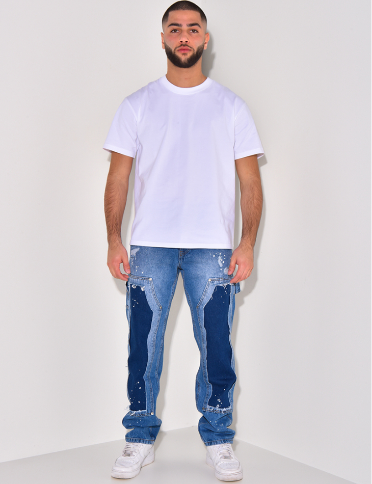 Jeans destroy à empiècements et tâches de peinture Jeans destroy à empiècements et tâches de peinture