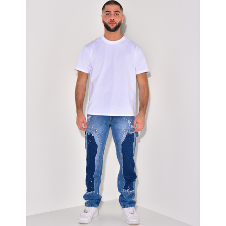 Jeans destroy à empiècements et tâches de peinture Jeans destroy à empiècements et tâches de peinture