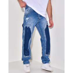 Jeans destroy à empiècements et tâches de peinture Jeans destroy à empiècements et tâches de peinture