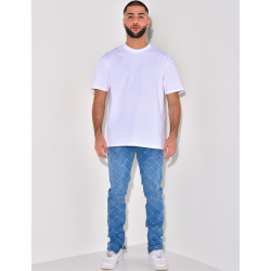 Jeans à motifs losange et zip aux chevilles Jeans à motifs losange et zip aux chevilles