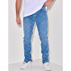 Jeans à motifs losange et zip aux chevilles Jeans à motifs losange et zip aux chevilles