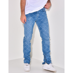 Jeans à motifs losange et zip aux chevilles Jeans à motifs losange et zip aux chevilles