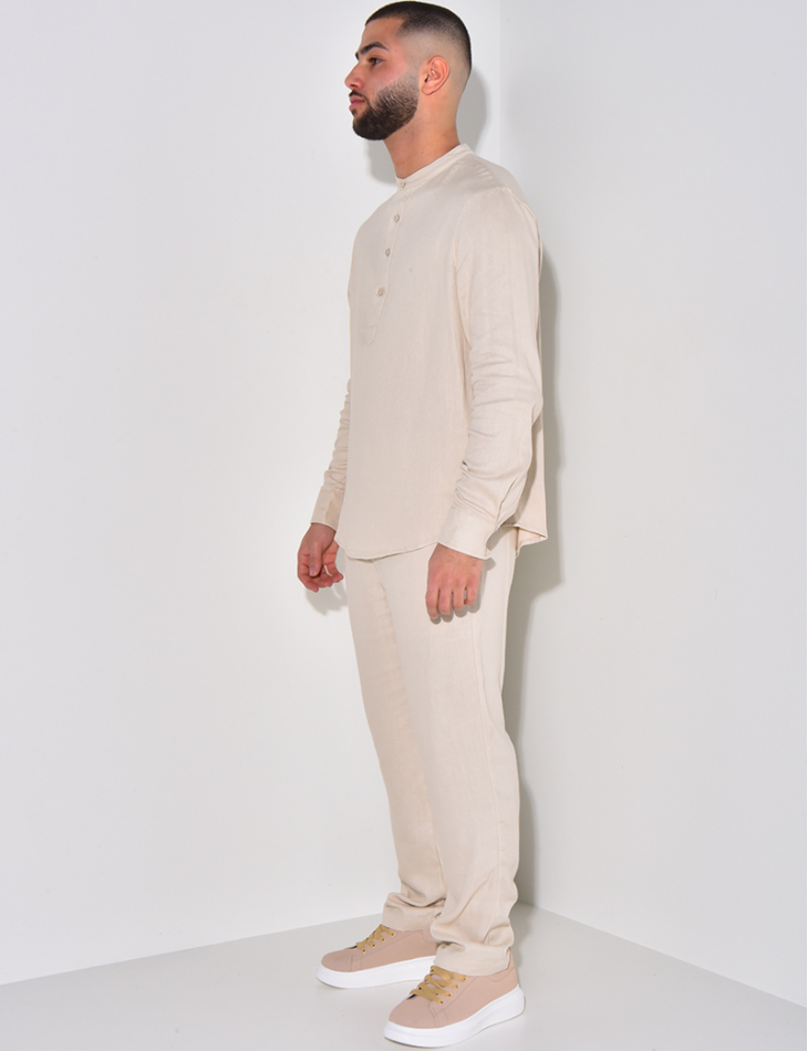 Ensemble pantalon et polo à col tunisien Ensemble pantalon et polo à col tunisien