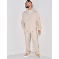 Ensemble pantalon et polo à col tunisien Ensemble pantalon et polo à col tunisien