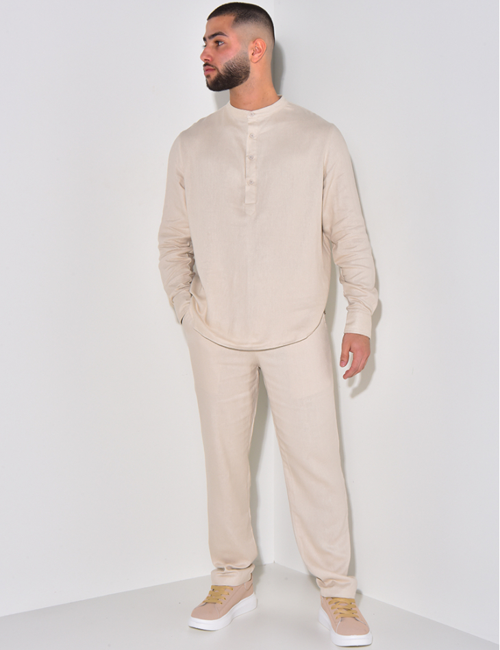 Ensemble pantalon et polo à col tunisien Ensemble pantalon et polo à col tunisien